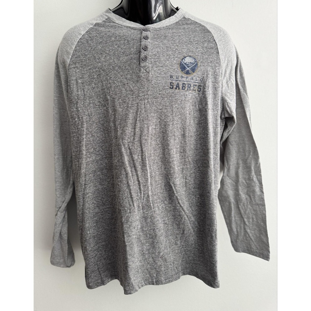 Buffalo Sabres Shirt Mens Large Gray NHL Hockey Henley Raglan Concepts Sport